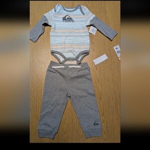 Quiksilver Baby Striped Bodysuit - Gray and White